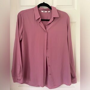 Uniqlo long sleeve shirt in dusty pink
